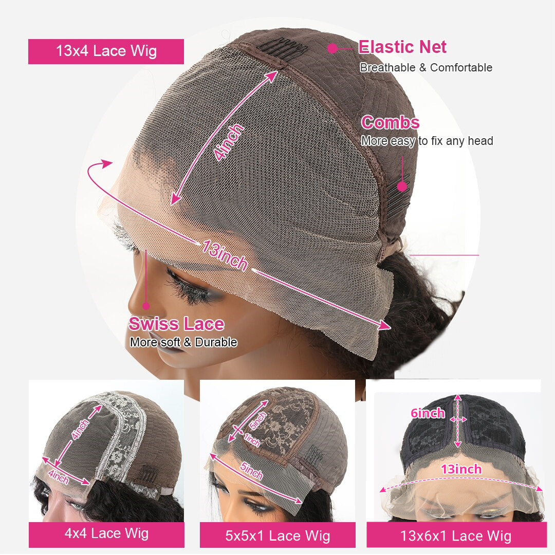 Brazilian Short Curly Bob Lace Front Human Hair Wigs Prepluck With