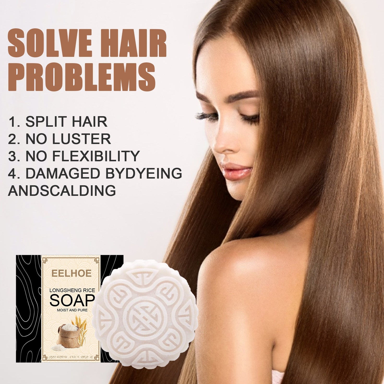 Longsheng Rice Soap Shampoo Reject Dry Hair Conditioning Soap Shampoo